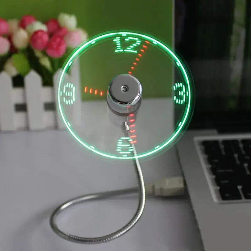 Flexible USB LED Clock Fan
